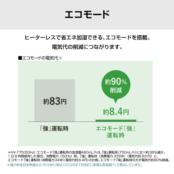 HV-T75 エコモードの電気代比較