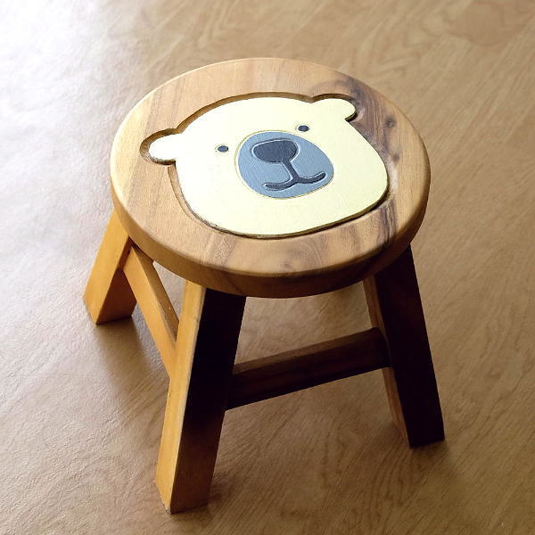木製スツール しろくまスツール　子ども椅子