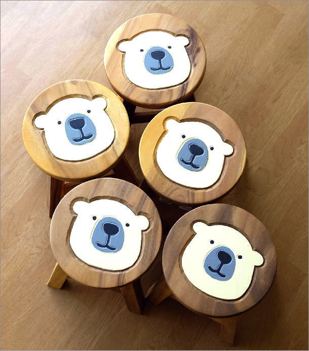 木製スツール しろくまスツール　子ども椅子