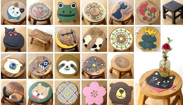 木製スツール しろくまスツール　子ども椅子