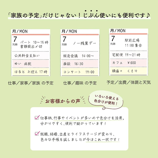 クツワ 家族手帳シリーズ 使い方の例