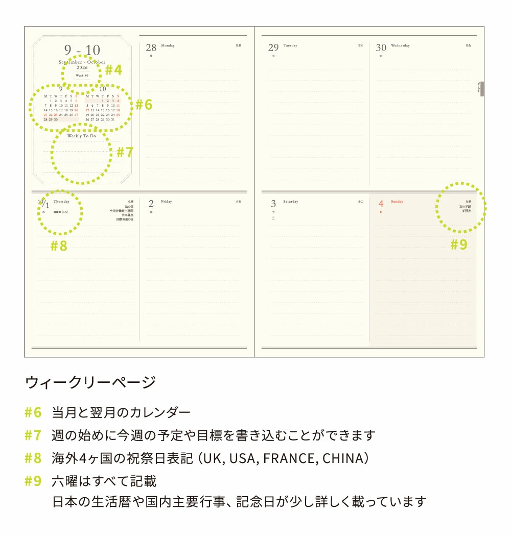 マトカ B6 ウィークリー・ブロック 週間ページ
