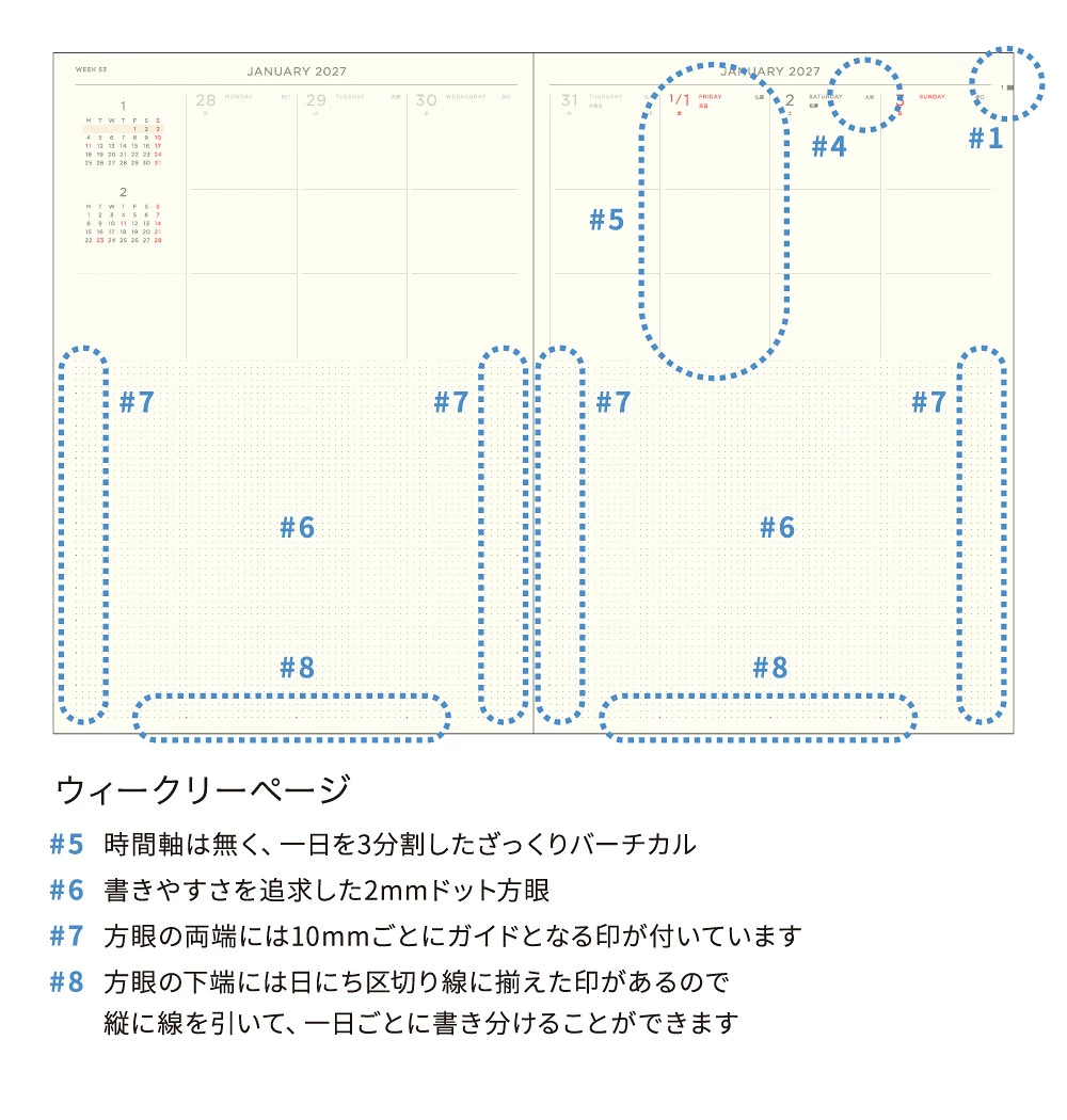 マトカ A5 ウィークリー・バーチカル 週間ページ