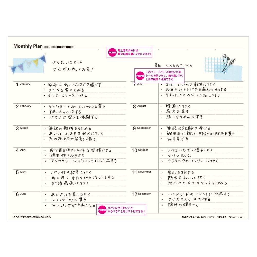 NOLTY アクセス デュアルマンスリー マンスリープランの記入例