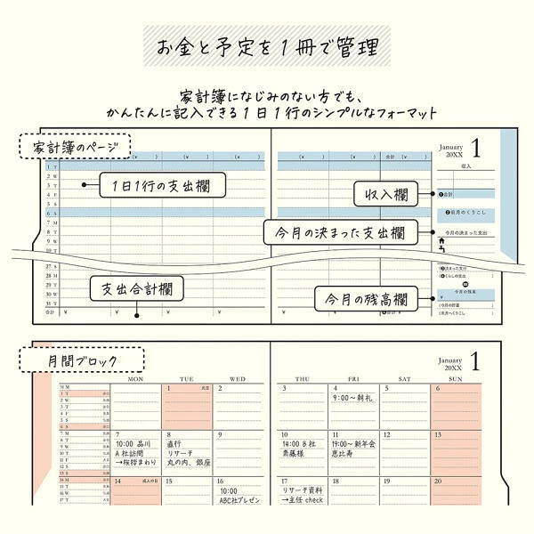 ミドリ ダブルスケジュール&マネー お金と予定を1冊で管理